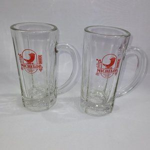 Michelob Draught Beer Vintage Glass Mug 6.25" Bar Pint Ale Set 2 Glasses